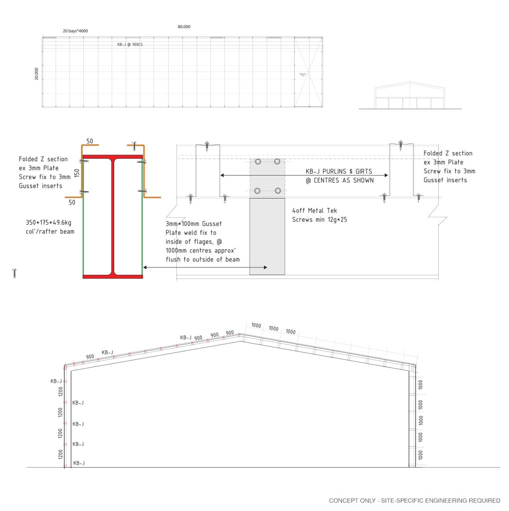 Concept structural section for a large commercial shed