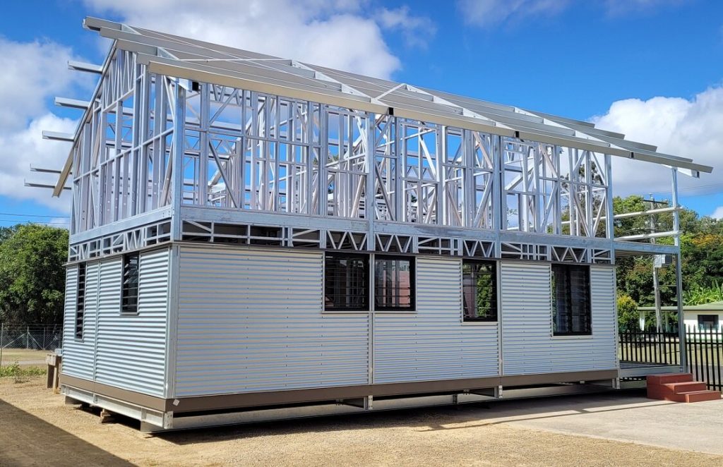 Window openings and wall framing in a modular steel building